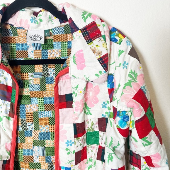 Oscilatey Quilted Chore Jacket Patchwork Pockets Extra Small - Picture 3 of 10